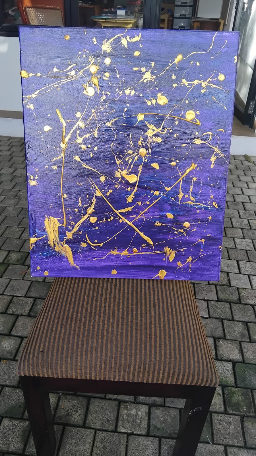 Purple canvas with gold drip
